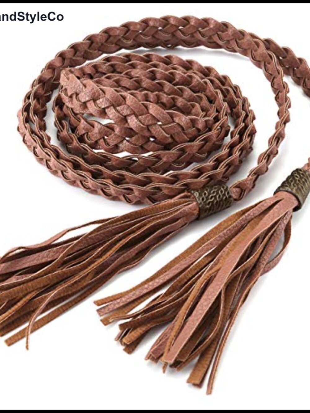 Braided Tassel Rope Belt Boho PU Leather Tie Belt